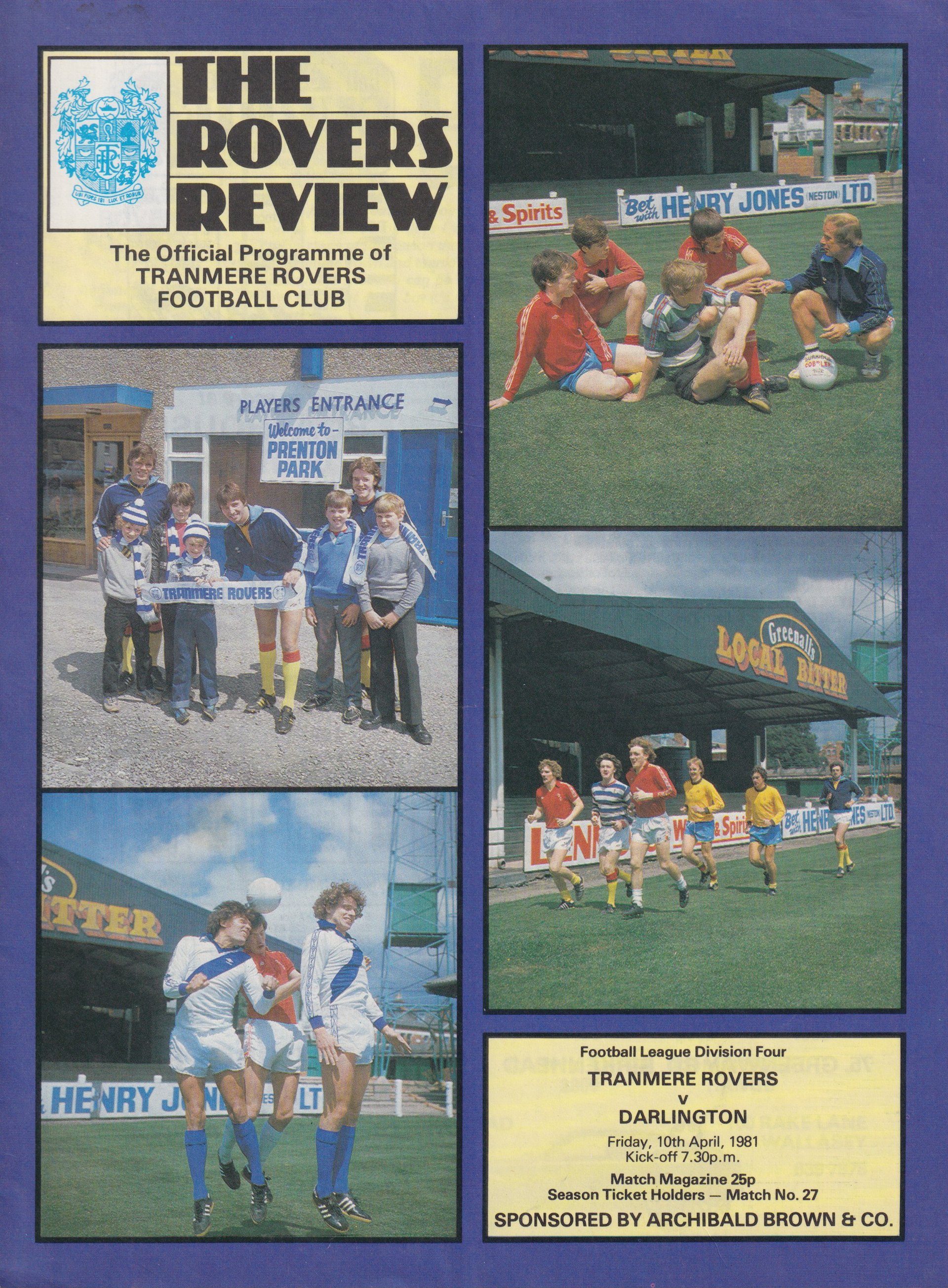 Tranmere Rovers v Darlington match programme